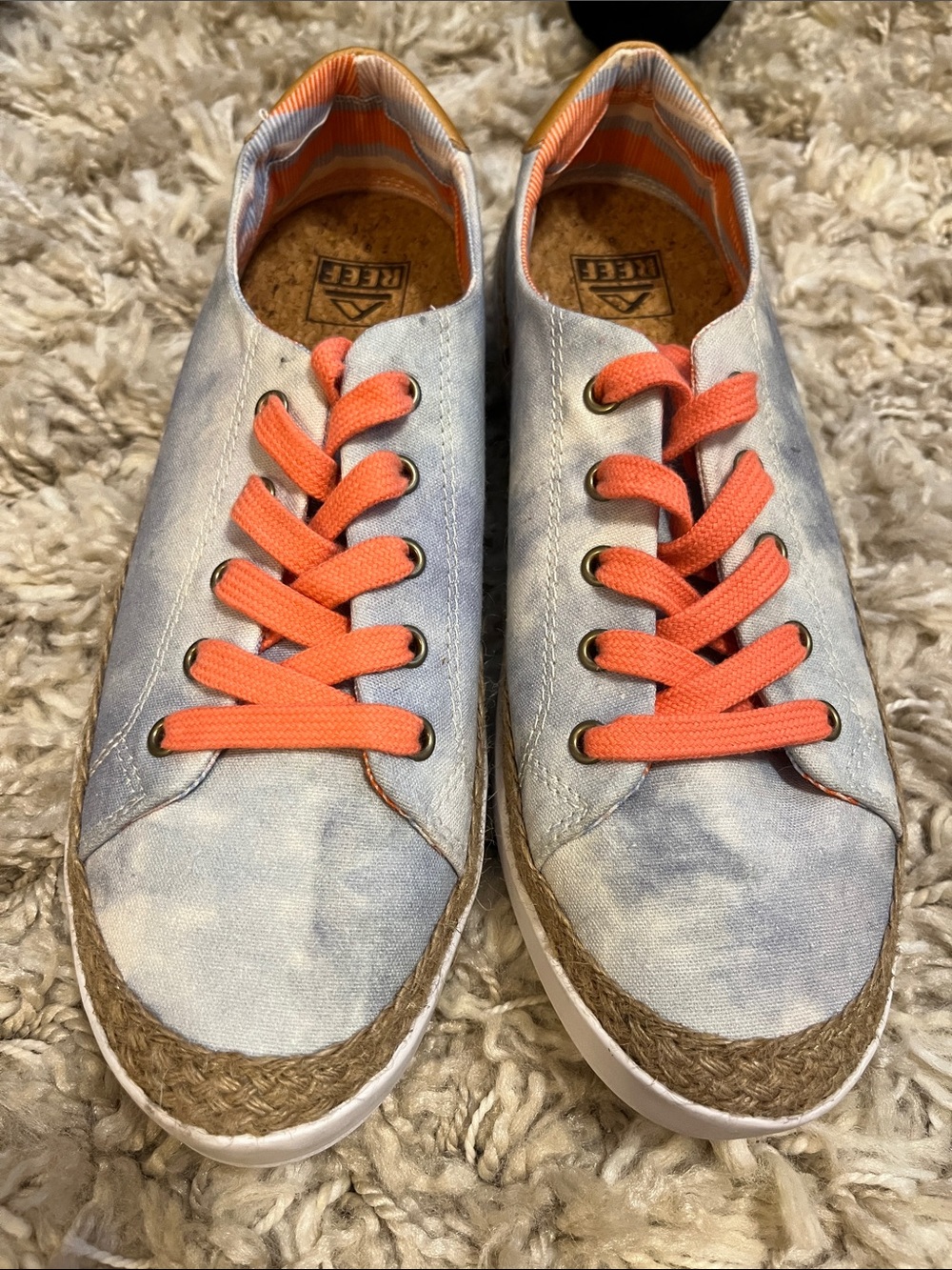 Reef Malibu Lace Tie-Dy Canvas Sneakers with Coral Lace